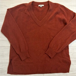 Women's V-Neck Rust Sweater